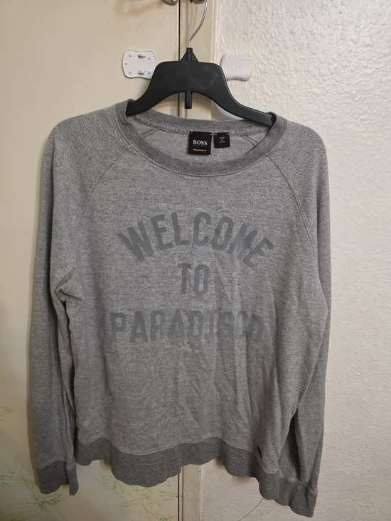 Boss Other - Boss Grey Knit Sweatshirt with Metal Logo Plaque